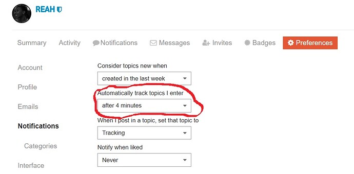 Notifications settings